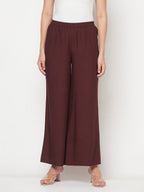 Aniyah Rayon Flared Slip-On Coffee Color Palazzo | Grab2Buy