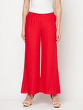 Aniyah Rayon Flared Slip-On Red Palazzo | Grab2Buy