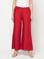 Aniyah Maroon Color Rayon Flared Slip-On Palazzo | Grab2Buy