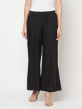Aniyah Rayon Flared Slip-On Black Palazzo | Grab2Buy
