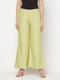 Aniyah Rayon Flared Slip-On Pista Color Palazzo | Grab2Buy