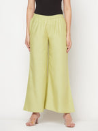 Aniyah Rayon Flared Slip-On Pista Color Palazzo | Grab2Buy