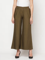 Aniyah Rayon Flared Slip-On Dark Green Palazzo | Grab2Buy