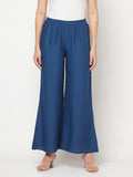 Aniyah Rayon Flared Slip-On Blue Palazzo | Grab2Buy