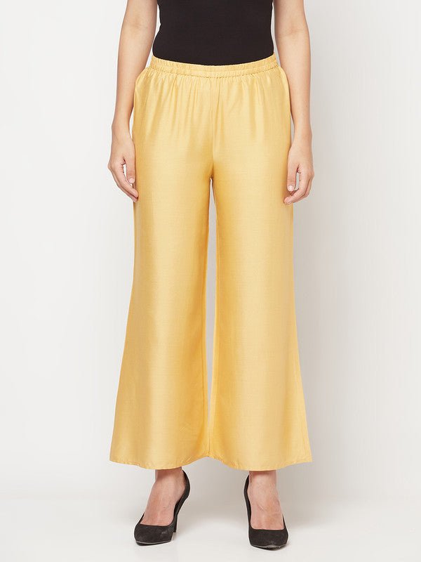 Aniyah Rayon Flared Slip-On Golden-Beige Palazzo | Grab2Buy