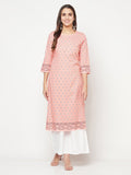 Aniyah Rayon Digital Screen Print Peach Color Straight Kurta | Grab2Buy