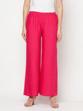 Aniyah Fuchsia Color Rayon Flared Slip-On Palazzo | Grab2Buy