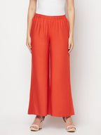 Aniyah Rayon Flared Slip-On Rust Color Palazzo | Grab2Buy