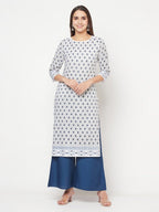Aniyah Rayon Digital Screen Print White Straight Kurta | Grab2Buy
