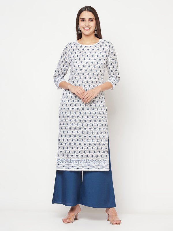 Aniyah Rayon Digital Screen Print White Straight Kurta | Grab2Buy