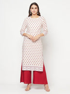 Aniyah Rayon Digital Screen Print White And Red Straight Kurta | Grab2Buy
