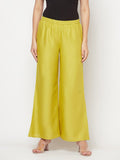 Aniyah Rayon Flared Slip-On Parrot Green Palazzo | Grab2Buy