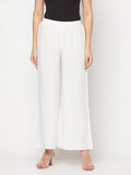 Indian Clothing Aniyah Rayon Flared Slip-On White Palazzo | Grab2Buy