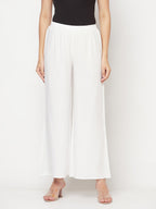 Indian Clothing Aniyah Rayon Flared Slip-On White Palazzo | Grab2Buy