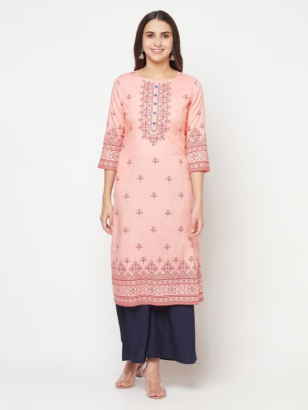 Aniyah Peach Color Rayon Digital Screen Print Straight Kurta | Grab2Buy