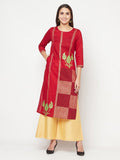 Aniyah Cotton Foil Print Maroon Straight Kurta | Grab2Buy