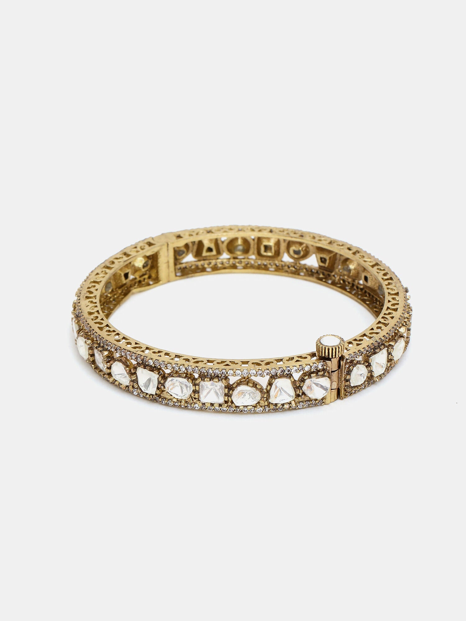 Ruby Raang 22k Gold Polished Kundan Bracelet