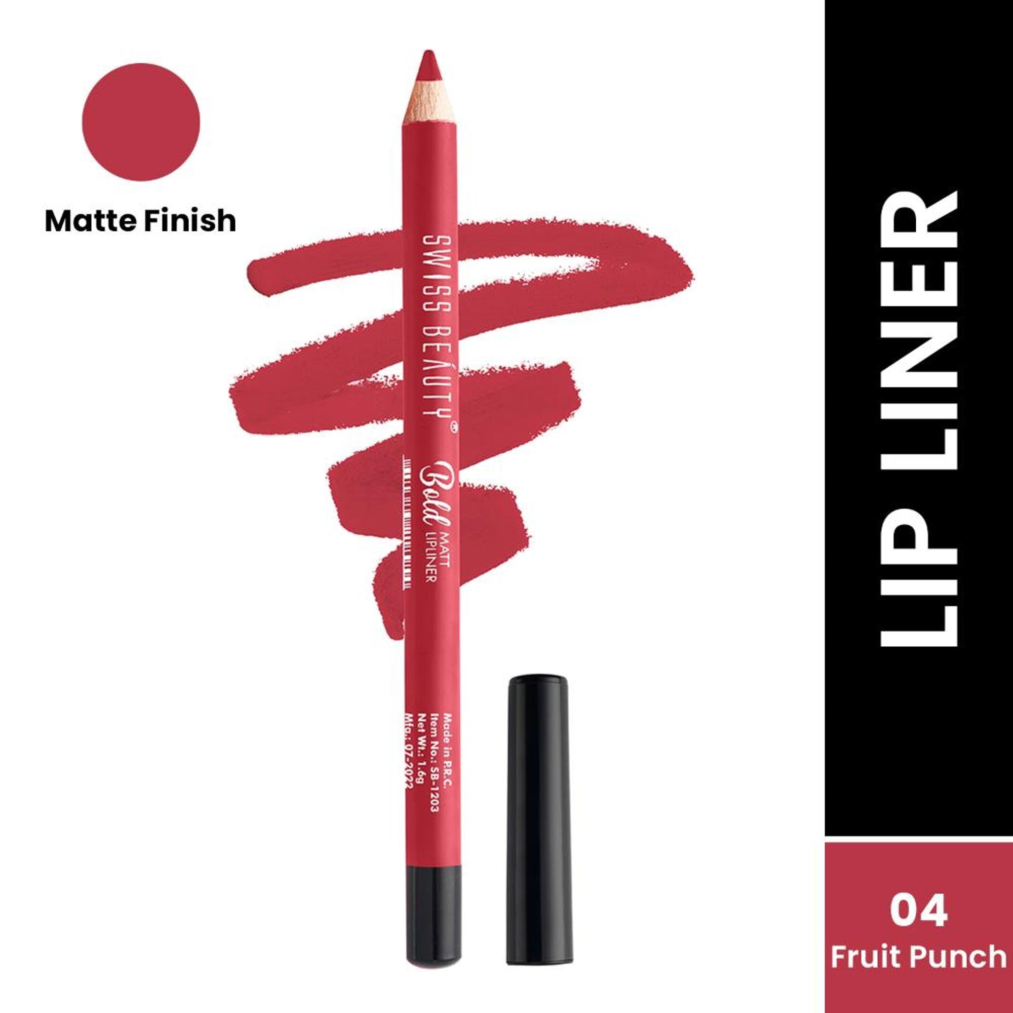 Swiss Beauty Bold Matt Lip Liner Pencil, Long-lasting , Matte Finish , Non-Drying - 4 Fruit Punch | Grab2Buy