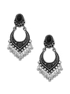 Shining Diva Silver-Toned Contemporary Chandbali Earrings | Grab2Buy