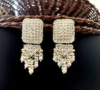 Tehzeeb Creations Jewellery Gold Tone Jadau Kundan & Pearls Large Drop Earrings For Women & Girls | Grab2Buy