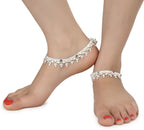 AanyaCentric Silver Plated White Metal Payal Indian Traditional Ethnic Fashion Imitation Jewellery Foot Chain