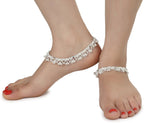 AanyaCentric Silver Plated White Metal Payal Indian Traditional Ethnic Fashion Imitation Jewellery Foot Chain