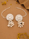 Tehzeeb Creations Kundan Pearl Studded Long Dangle Earrings For Women & Girls | Grab2Buy