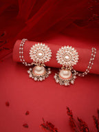 Tehzeeb Creations Kundan Pearl Studded Long Dangle Earrings For Women & Girls | Grab2Buy
