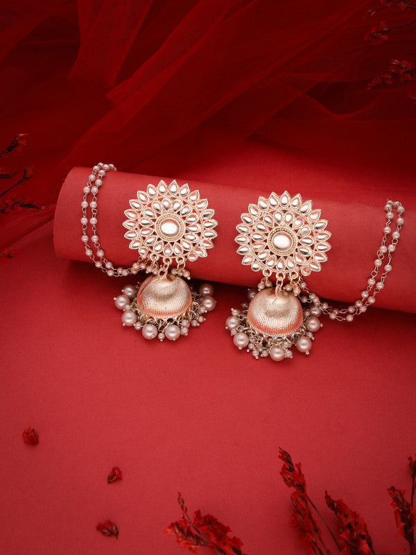 Tehzeeb Creations Kundan Pearl Studded Long Dangle Earrings For Women & Girls | Grab2Buy