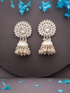 Tehzeeb Creations Kundan Pearl Studded Long Dangle Earrings For Women & Girls | Grab2Buy