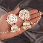 Tehzeeb Creations Kundan Pearl Studded Long Dangle Earrings For Women & Girls | Grab2Buy