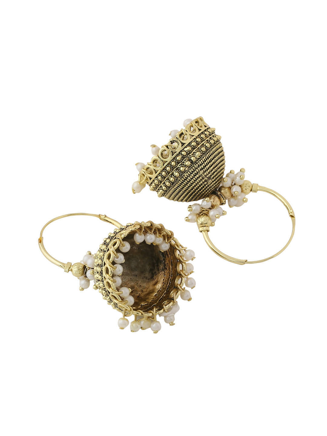 NVR Women Gold Toned Contemporary Jhumkas Earrings | Grab2Buy