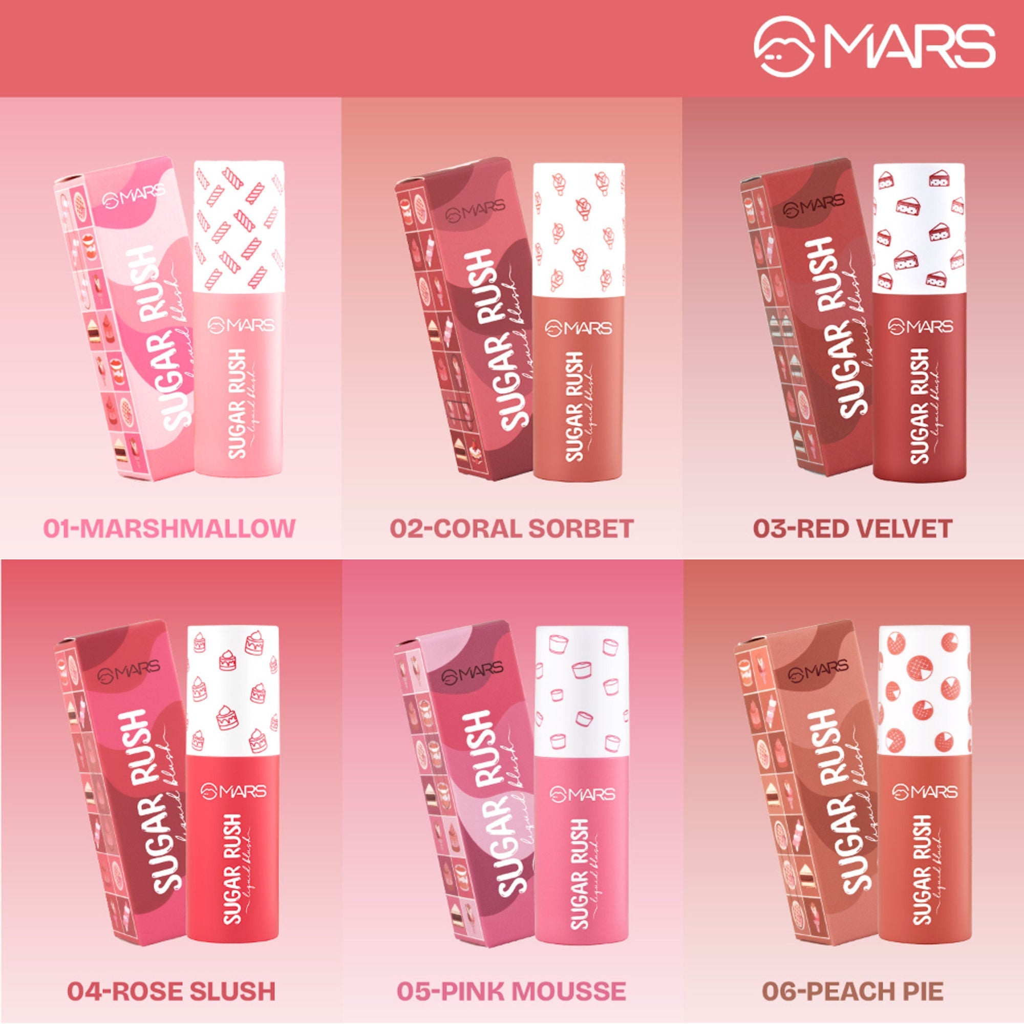 MARS Cosmetics Sugar Rush Liquid Blush - 01-MARS Cosmeticsh Mallow | Grab2Buy