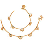 AanyaCentric Gold-Polished Traditional Anklets Payal - Classic and Stylish for Women and Girls