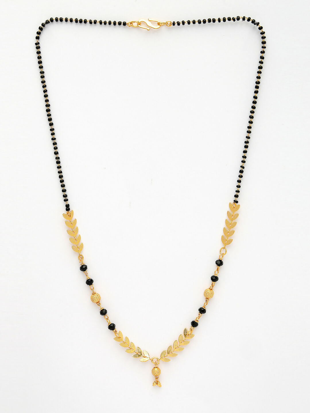 NVR Women's Short Mangalsutra Designs Gold-Polished & Black Beaded Mangalsutra | Grab2Buy