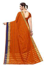 Vamika Orange Cotton Silk Weaving Saree (Rimi Checks Orange) | Grab2Buy