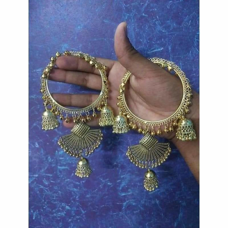 MS Fashion India Gold Color Bridal Bangles With Pearls And Jhumkas | Grab2Buy