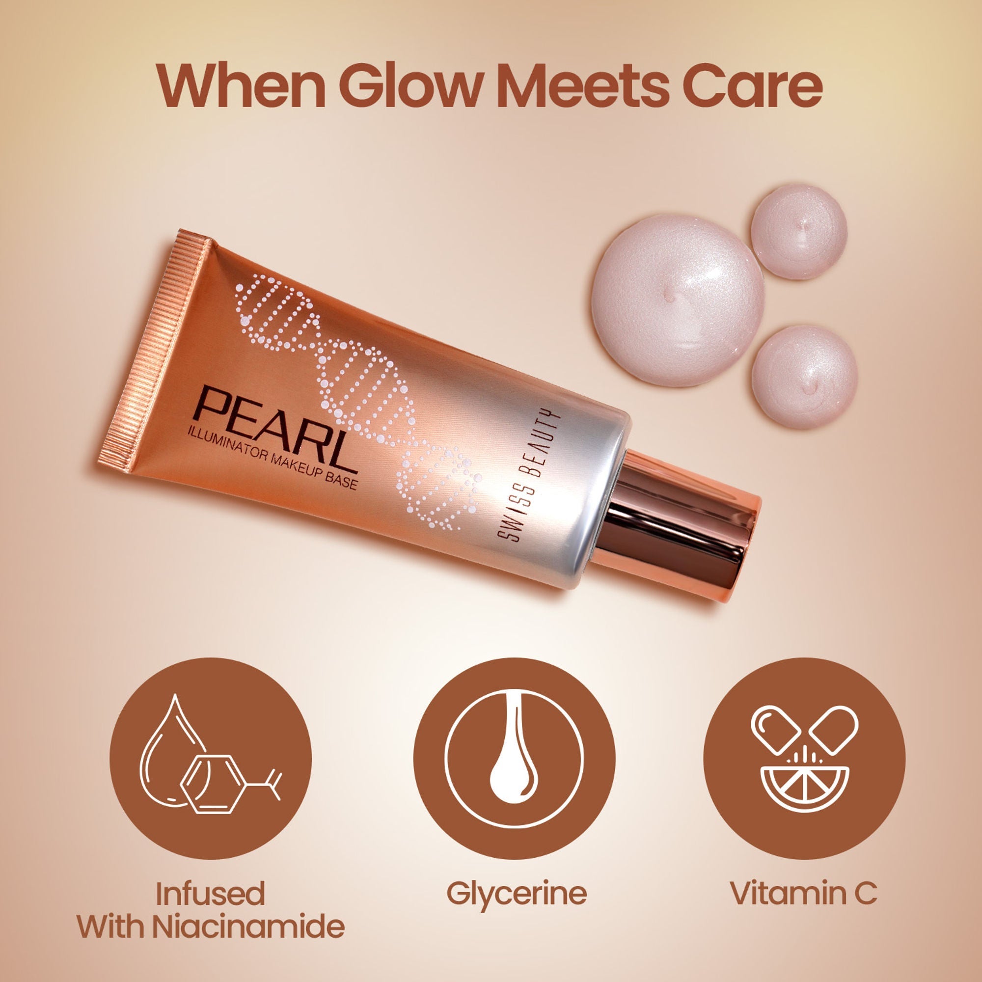 Swiss Beauty Pearl Illuminator Makeup Base Long lasting & Radiant Skin Highlighter - 02 Silver Pink | Grab2Buy
