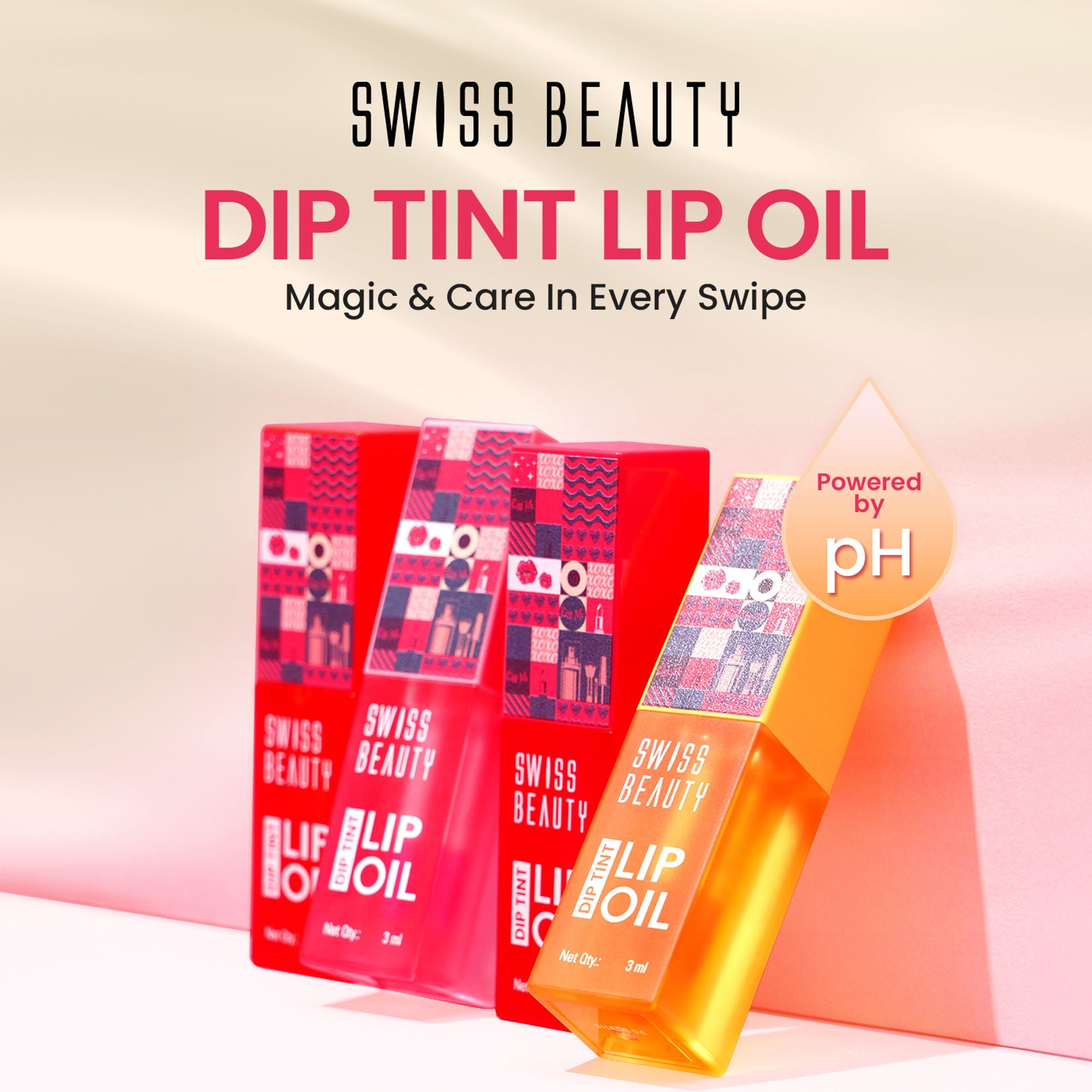 Swiss Beauty Dip Tint Color Changing Long Lasting With Vitamin-E PH Lip Oil - 2 Dragon Fruit