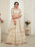 Myra Cream Heavy Embroidered Net Lehenga | Grab2Buy
