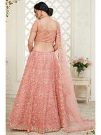 Myra Dusty Pink Heavy Embroidered Net Lehenga | Grab2Buy