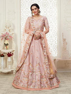 Myra Peach Mulberry Embroidered Lehenga | Grab2Buy