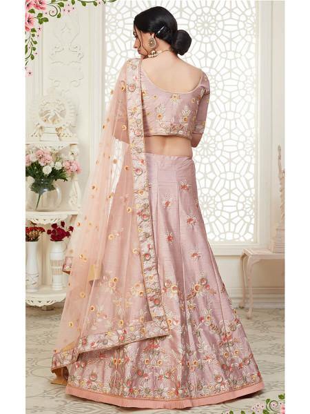 Myra Peach Mulberry Embroidered Lehenga | Grab2Buy