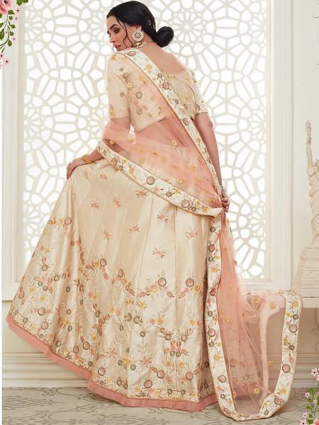 Myra Cream Mulberry Embroidered Lehenga | Grab2Buy
