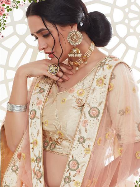 Myra Cream Mulberry Embroidered Lehenga | Grab2Buy
