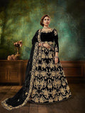 Myra Black Velvet Embroidered Anarkali Suit | Grab2Buy