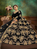 Myra Black Velvet Embroidered Anarkali Suit | Grab2Buy
