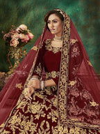 Myra Maroon Velvet Embroidered Anarkali Suit | Grab2Buy