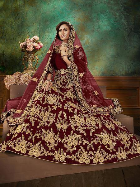 Myra Maroon Velvet Embroidered Anarkali Suit | Grab2Buy