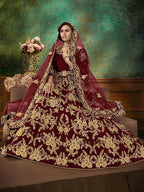 Myra Maroon Velvet Embroidered Anarkali Suit | Grab2Buy